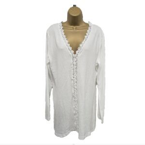 Sweater Dress Womens Large White Crochet Cottagecore Fairycore Feminine Sheilay